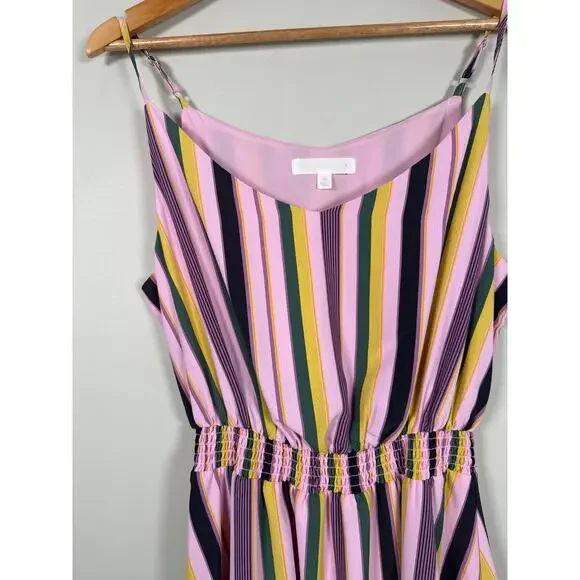 Adyson Pankor Smocked Waist Tank Hi Lo Dress Womens Size M Striped Sleeveless - Picture 2 of 9